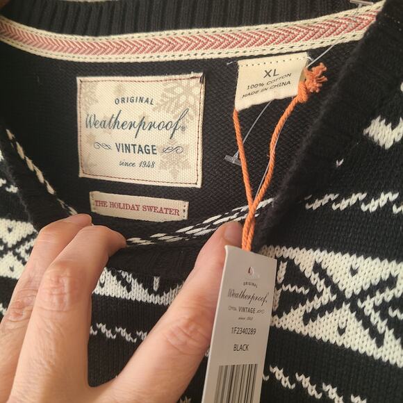 Weatherproof Vintage Mens Fair Isle Snowflake No Pullover Sweater Black Size XL - Picture 4 of 5